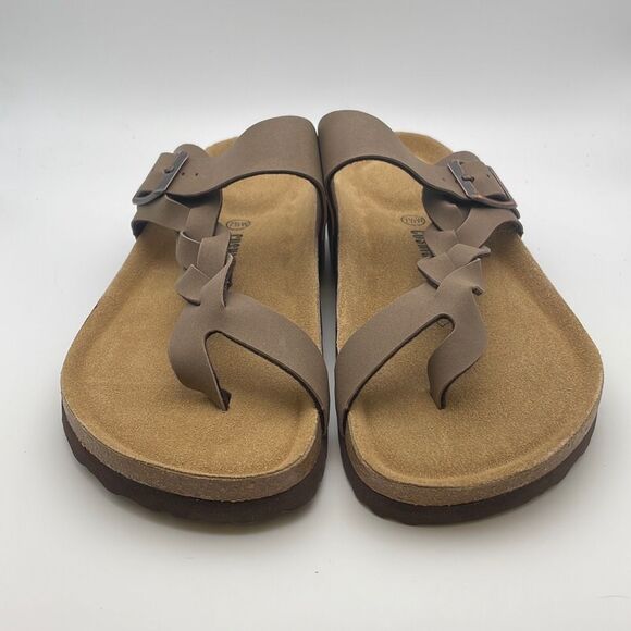 CUSHIONAIRE Women's Cork footbed Sandal SIZE 7.5 WIDE BROWN - Picture 2 of 7